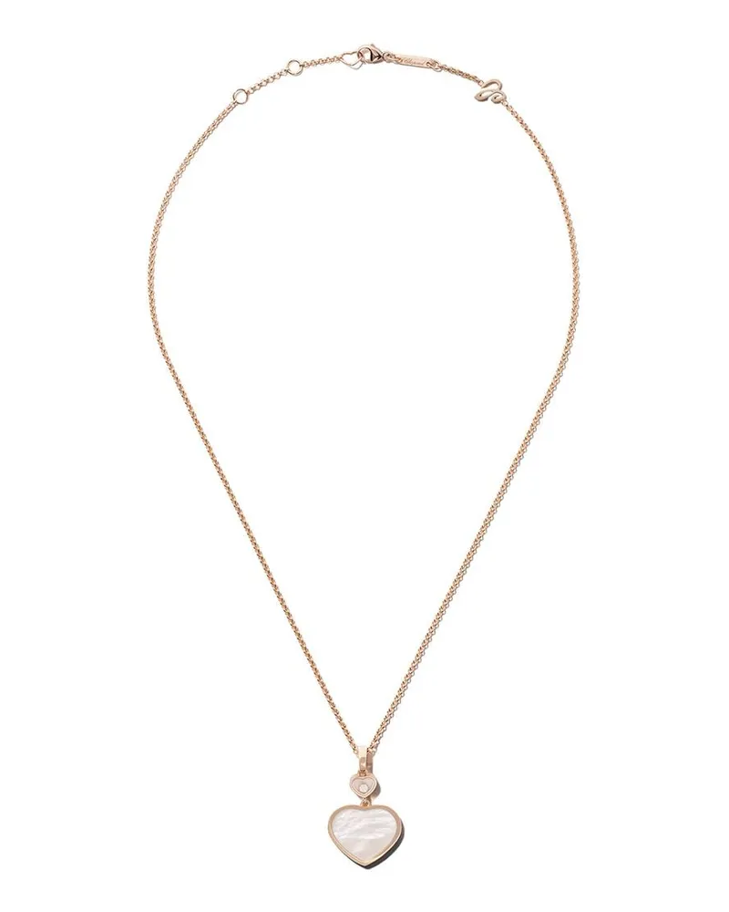 Chopard 18kt 'Happy Hearts' Rotgoldhalskette mit Perlmutt und einem Diamanten - Rosa Rosa
