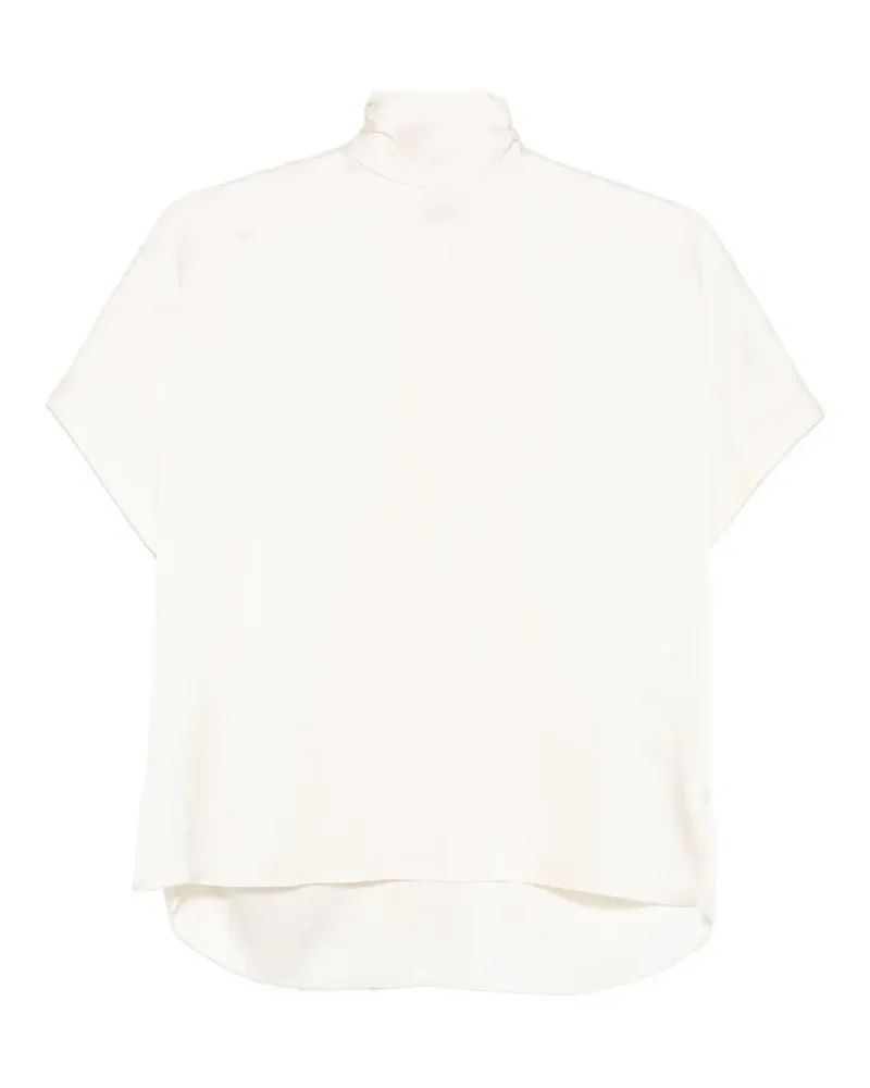 Brunello Cucinelli Seidenbluse mit Stehkragen - Nude Nude