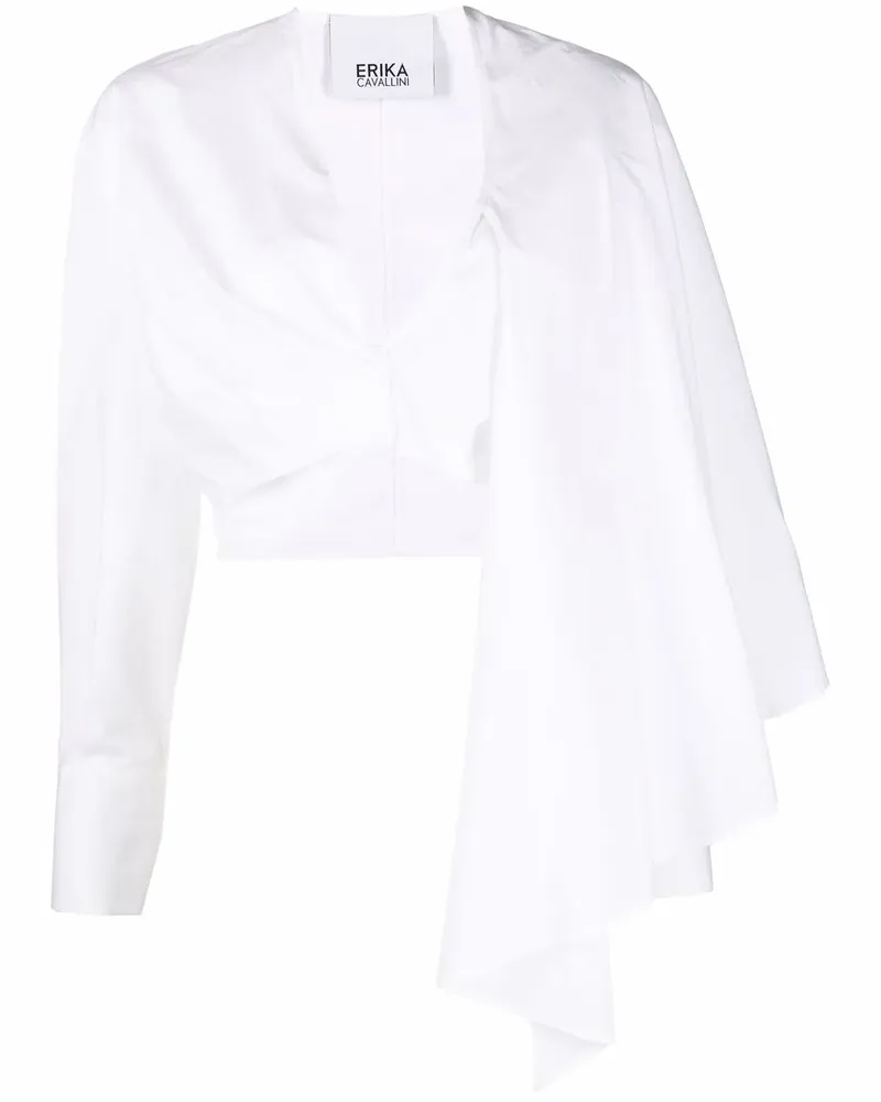 Erika Cavallini Gerafftes Cropped-Oberteil - Weiß Weiß