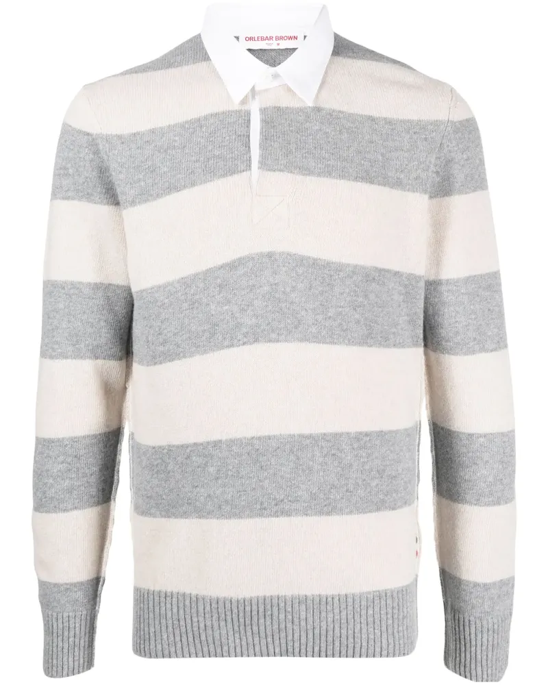 Orlebar Brown Gestreiftes Legris Poloshirt - Grau Grau