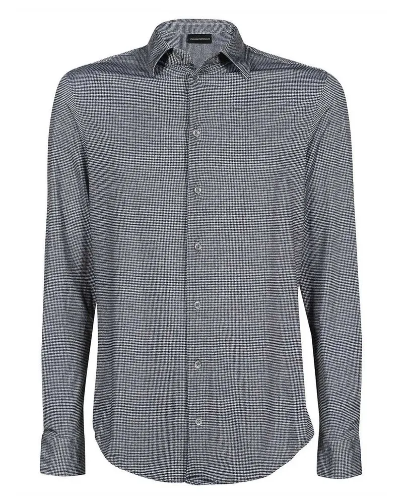 Emporio Armani Hemd mit Hahnentrittmuster - Schwarz Schwarz