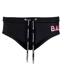 Balmain Badehose mit Logo-Print Schwarz