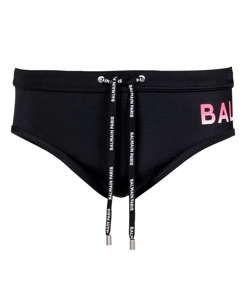 Balmain Badehose mit Logo-Print Schwarz