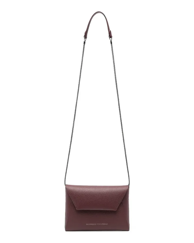 Brunello Cucinelli Duo envelope-style pebbled-leather cross body bag - Violett Violett