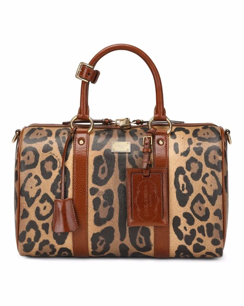 Dolce & Gabbana Crespo Handtasche mit Leoparden-Print - Braun Braun