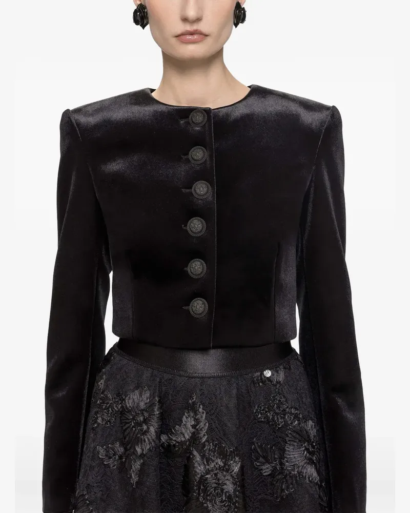 NISSA Cropped-Samtjacke - Schwarz Schwarz