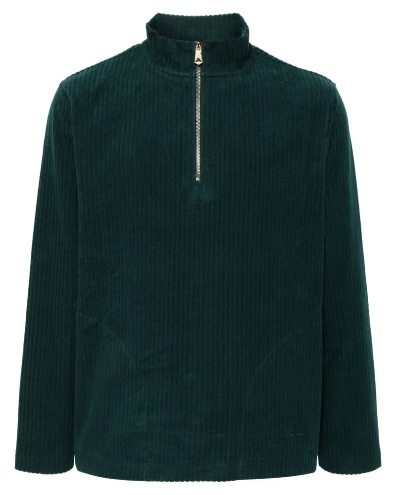 Paul Smith Half-Zip-Sweatshirt aus gebürsteter Baumwolle Grün