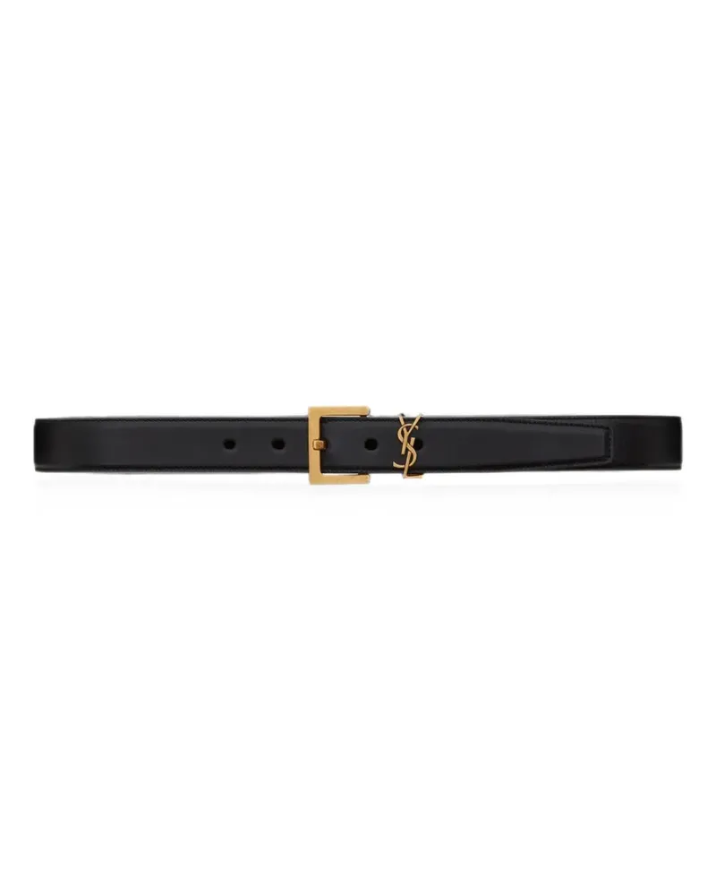 Saint Laurent Cassandre Vadim reversible belt in smooth leather - Schwarz Schwarz