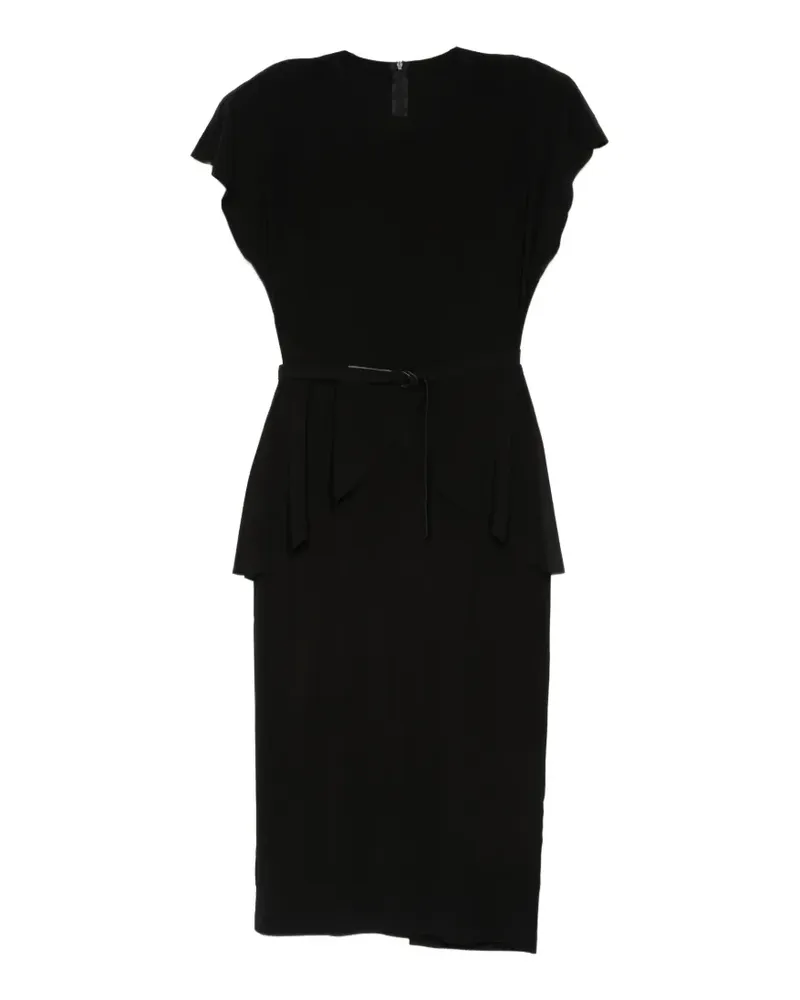 Norma Kamali Midikleid mit Schößchen - Schwarz Schwarz