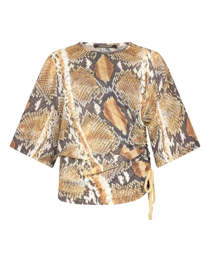 Roberto Cavalli T-Shirt mit Schlangenleder-Print - Braun Braun