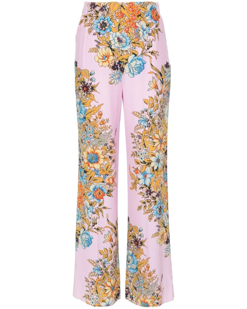 Etro Gerade Hose mit Blumen-Print - Rosa Rosa
