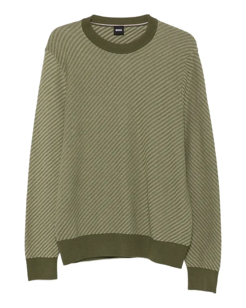 HUGO BOSS Strukturierter Strickpullover - Grün Grün