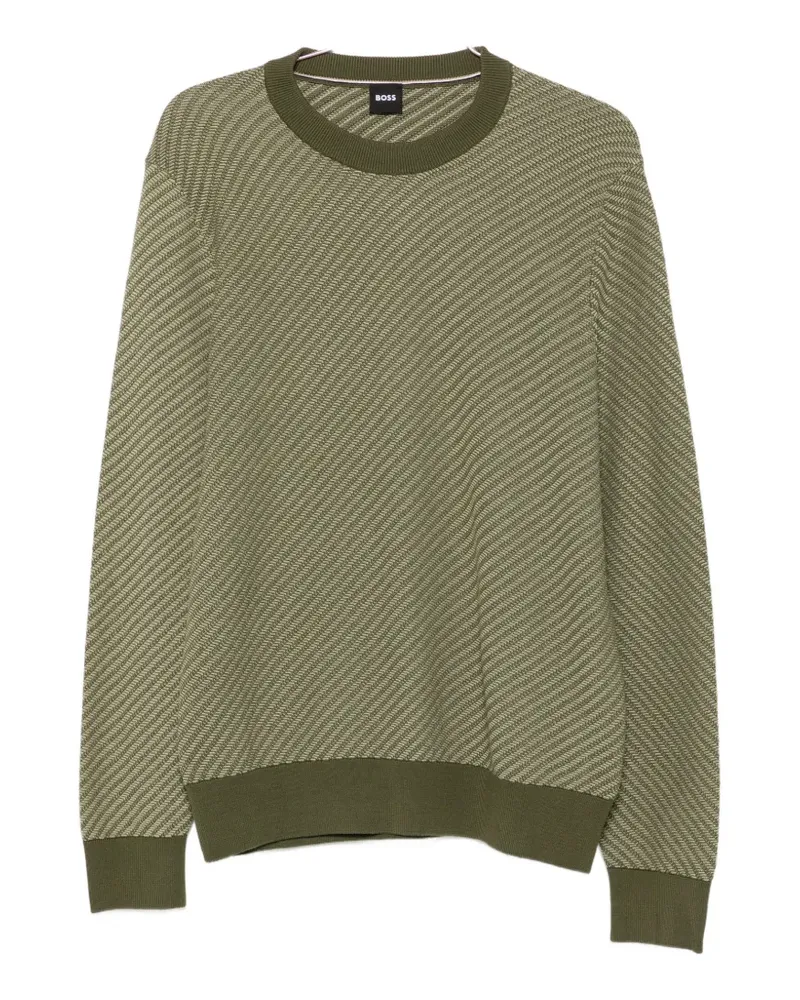 HUGO BOSS Strukturierter Strickpullover - Grün Grün