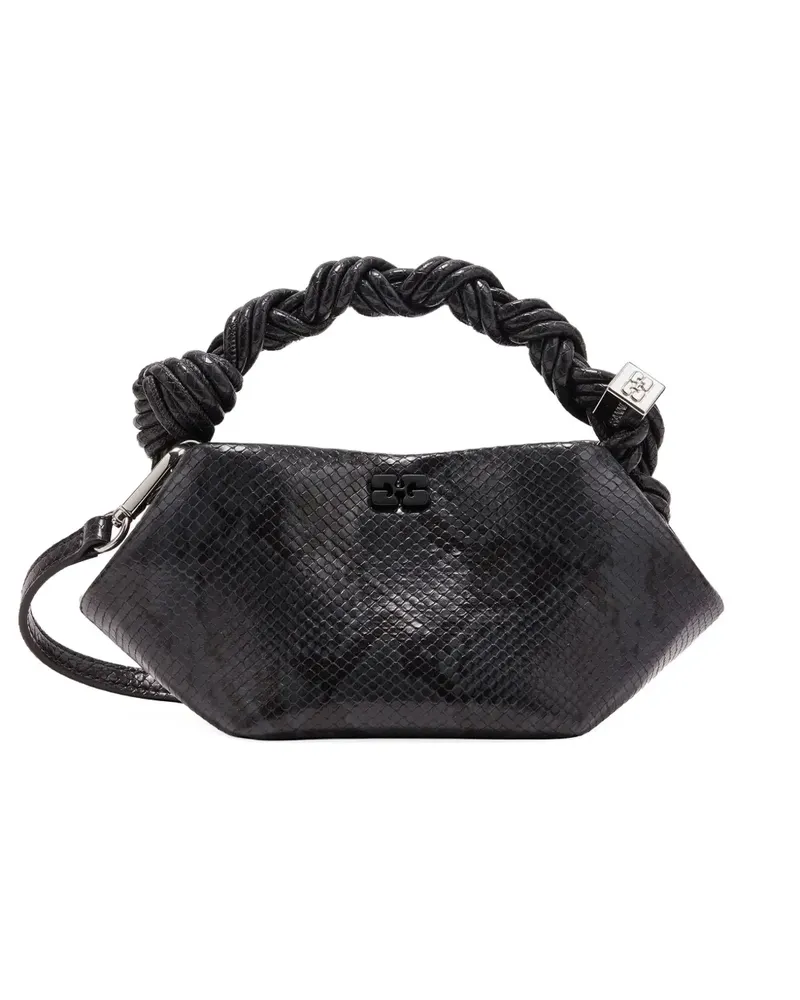 Ganni Mini Bou Tote Bag mit verdrehtem Henkel - Schwarz Schwarz
