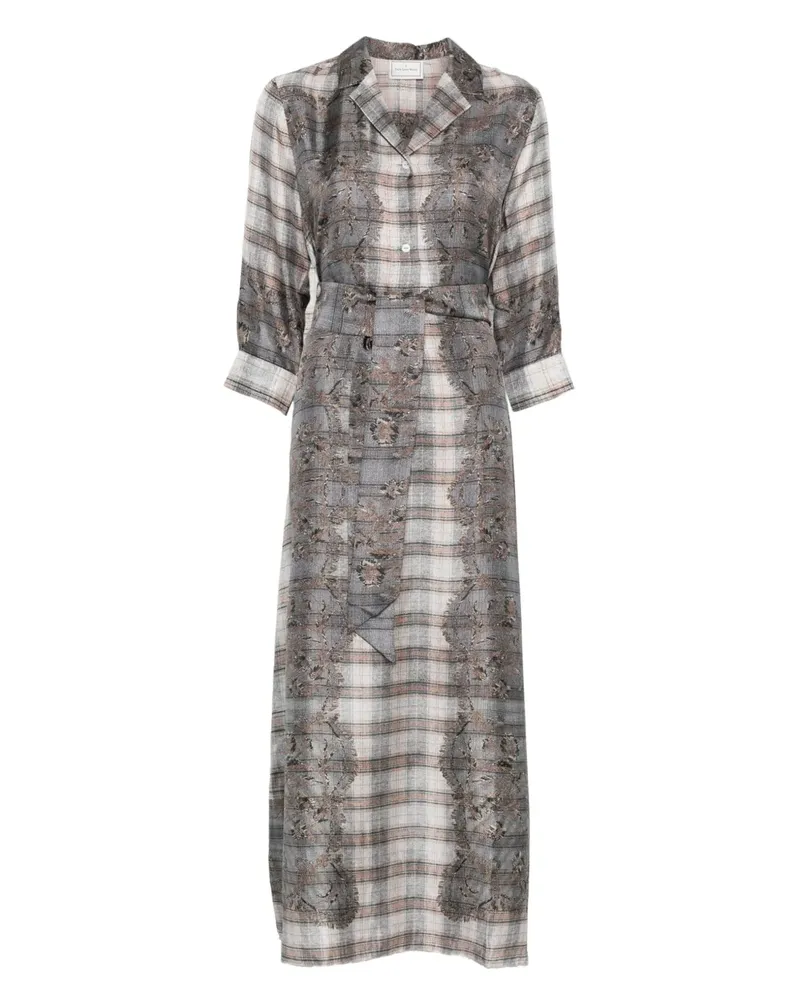 Pierre-Louis Mascia plaid-check embroidered dress - Grau Grau