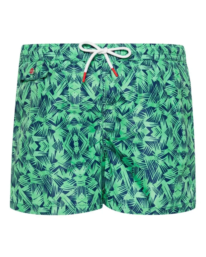 Kiton Badeshorts mit grafischem Print Grün