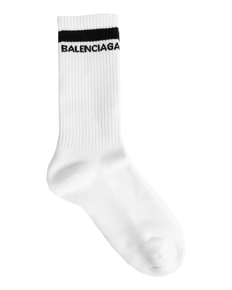 Balenciaga logo-detail knitted socks - Weiß Weiß