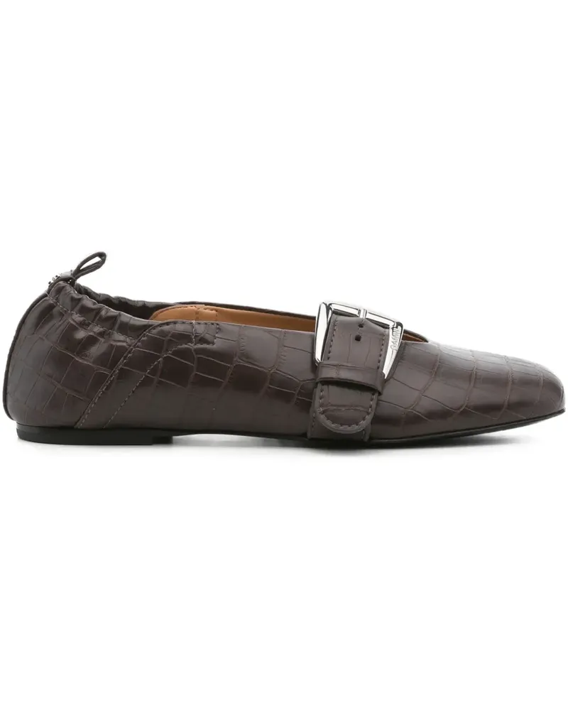 Ganni leather ballet flats - Braun Braun
