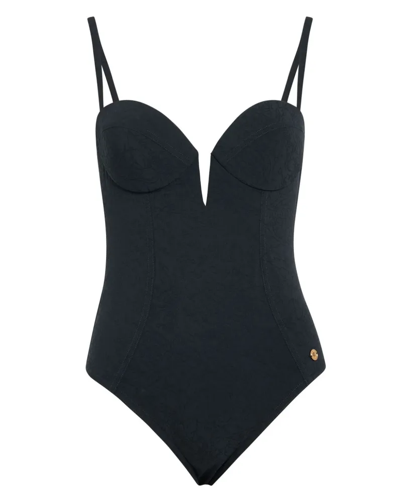 Versace Badeanzug mit Barocco-Jacquardmuster - Schwarz Schwarz
