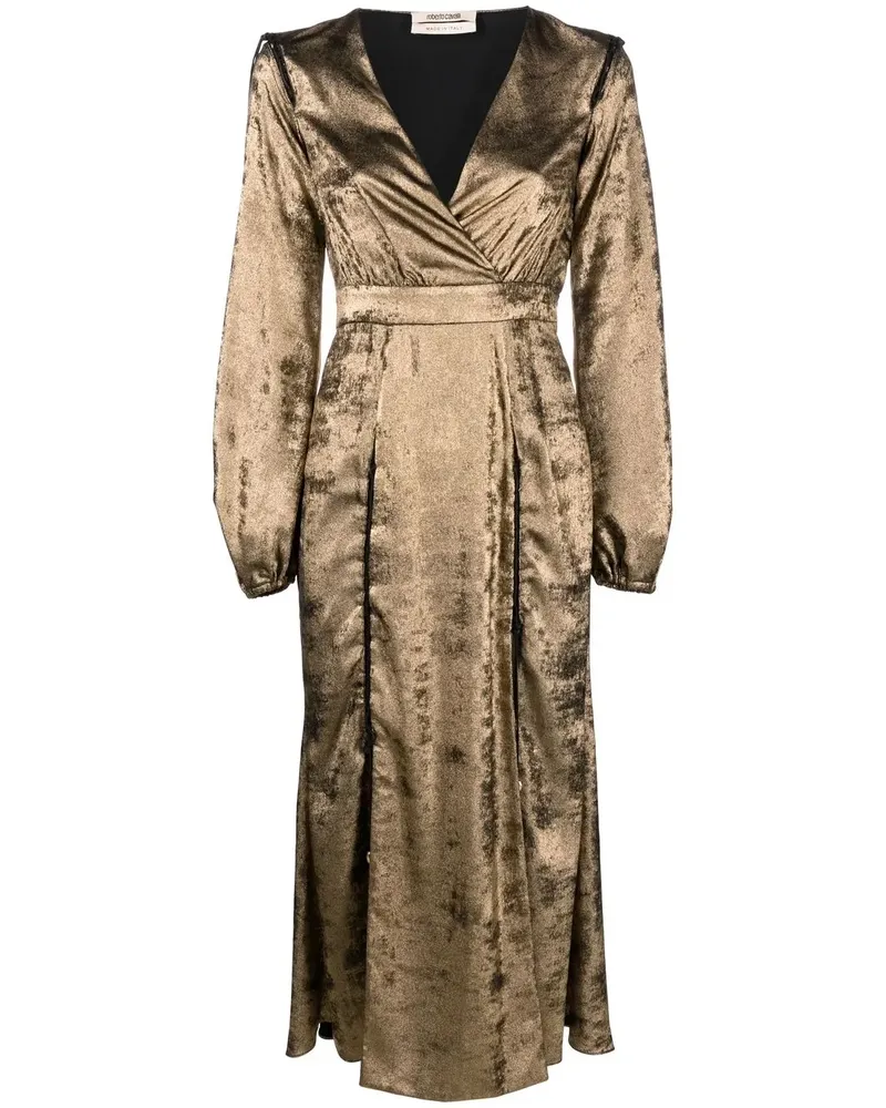 Roberto Cavalli Samtkleid mit Schnürung - Gold Gold