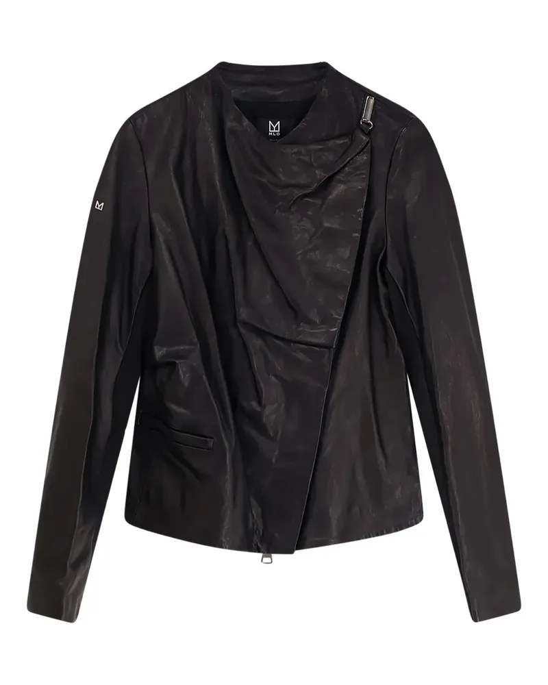 Ixos asymmetrical zip-fastening leather jacket - Schwarz Schwarz