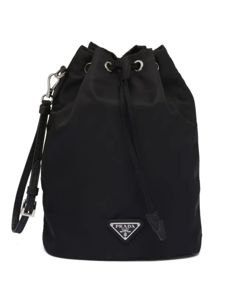 Prada Clutch mit Logo-Schild - Schwarz Schwarz