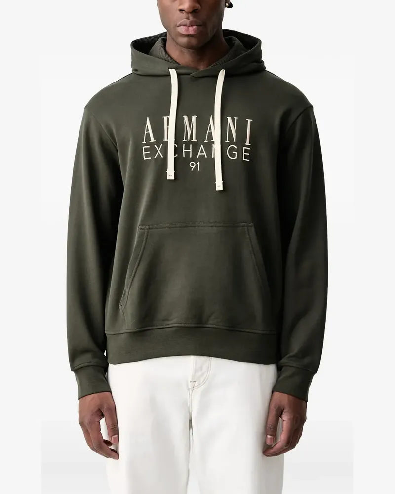 Armani Exchange logo-embroidered hoodie - Grün Grün