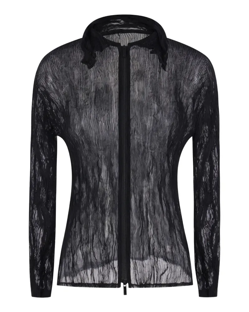 Issey Miyake pleated semi-sheer cardigan - Schwarz Schwarz