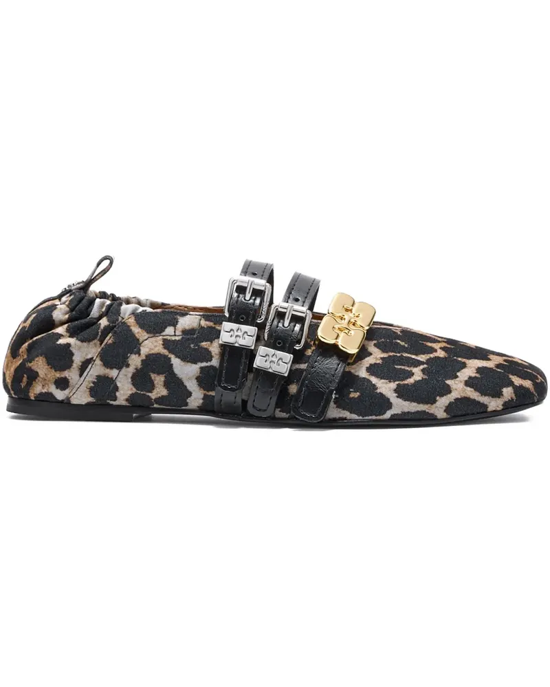 Ganni Ballerinas mit Leoparden-Print - Braun Braun