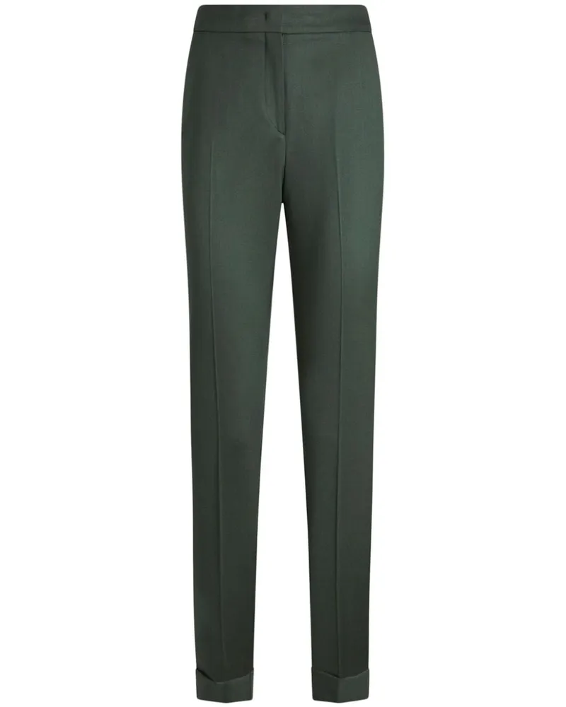 Etro Klassische Cropped-Wollhose - Grün Grün