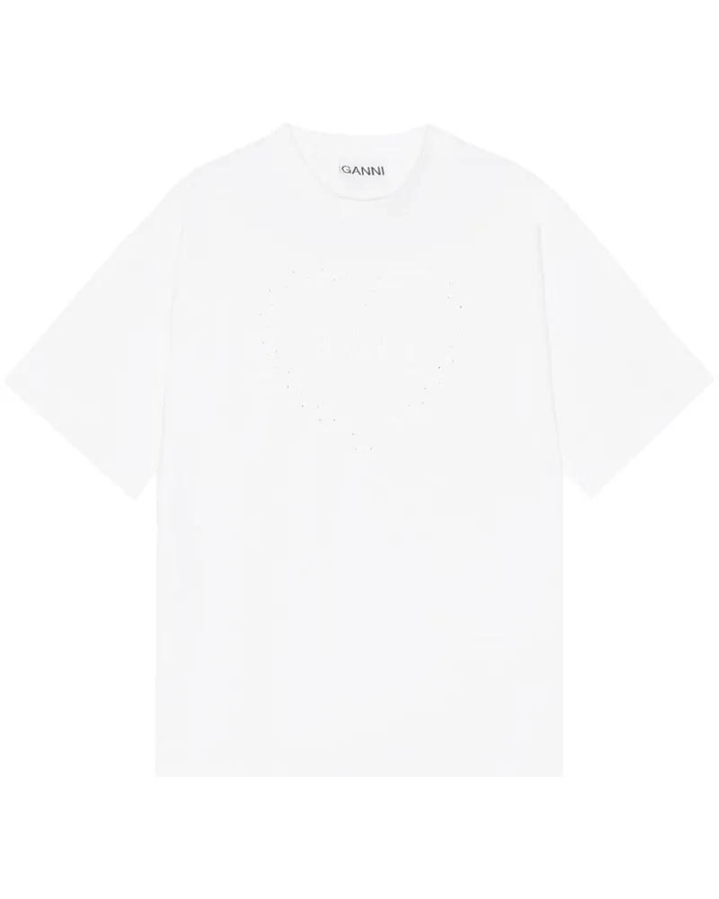 Ganni T-Shirt mit rundem Ausschnitt - Weiß Weiß