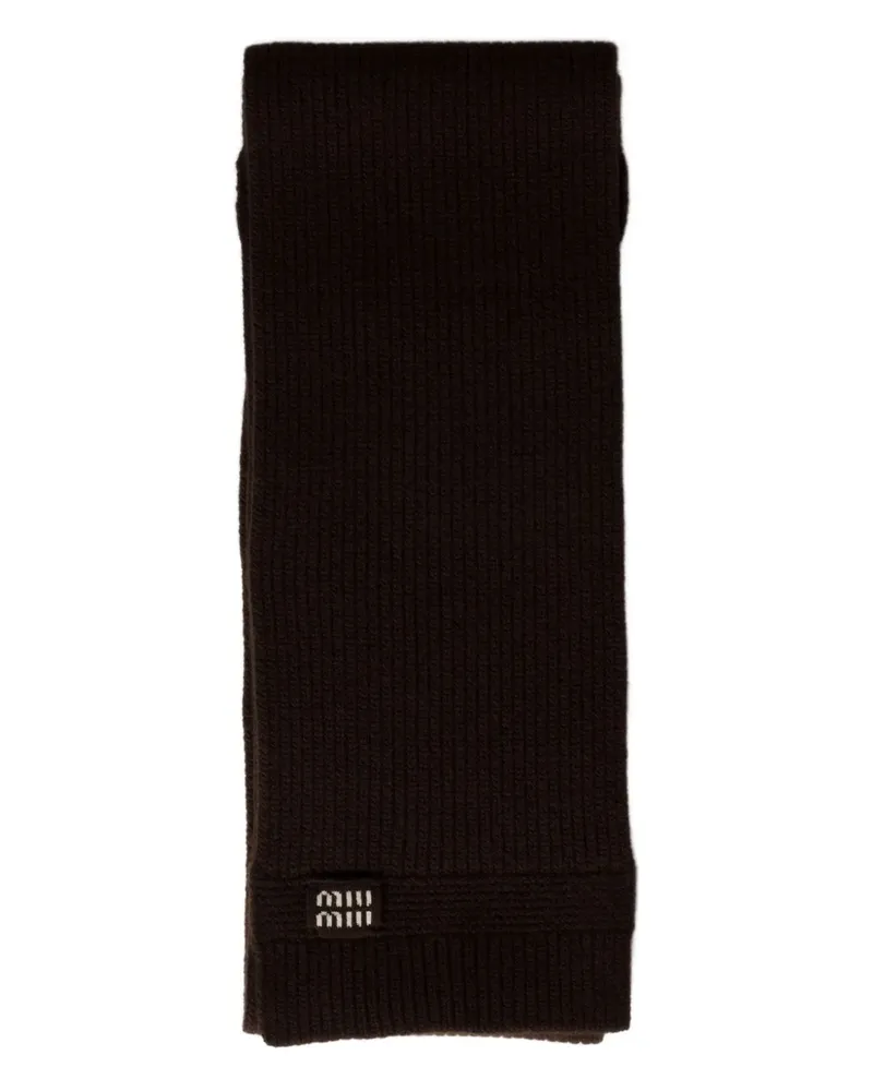 Miu Miu Kaschmirschal mit Intarsien-Logo - Braun Braun