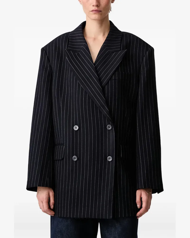 WRSTBHVR Amal pinstripe-pattern double-breasted blazer - Blau Blau