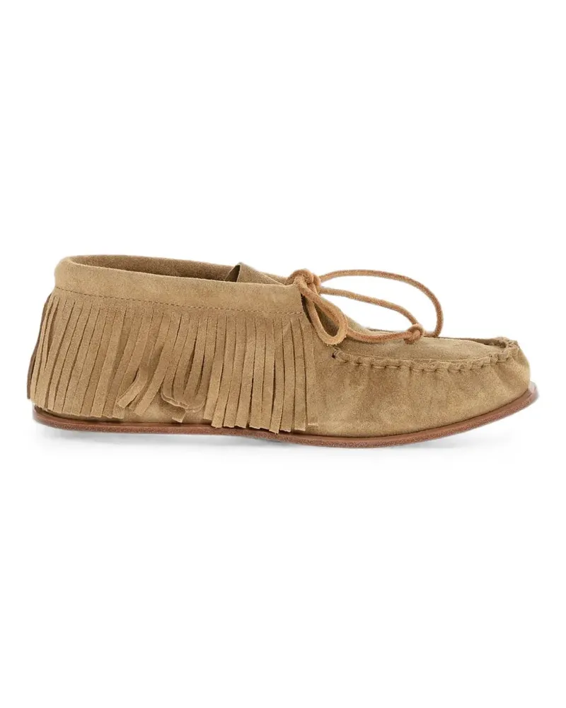 Pierre Hardy Tahoe fringed suede loafers - Nude Nude