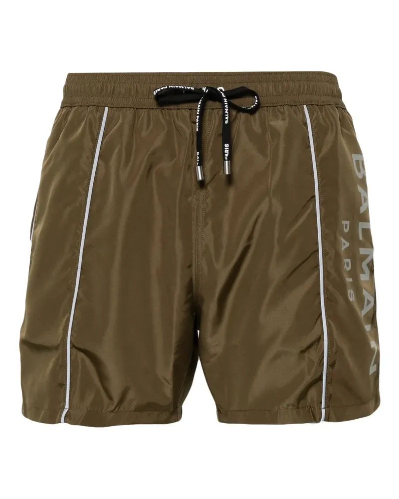 Balmain Badeshorts mit Logo-Print - Grün Grün