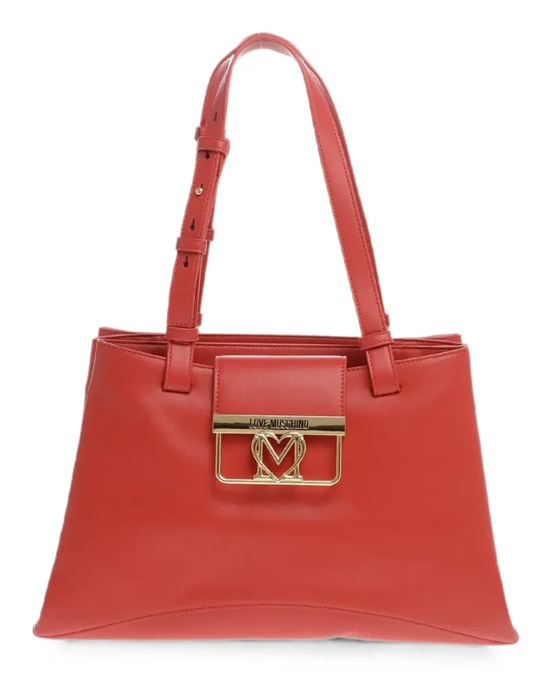 Moschino logo-plaque triple-compartment tote bag - Rot Rot