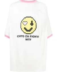 Natasha Zinko T-Shirt mit Smiley-Print Weiß