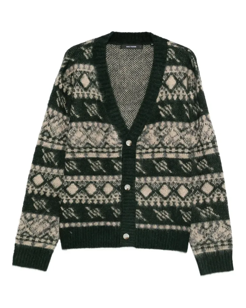Daily Paper Cardigan mit Intarsienmuster - Grün Grün