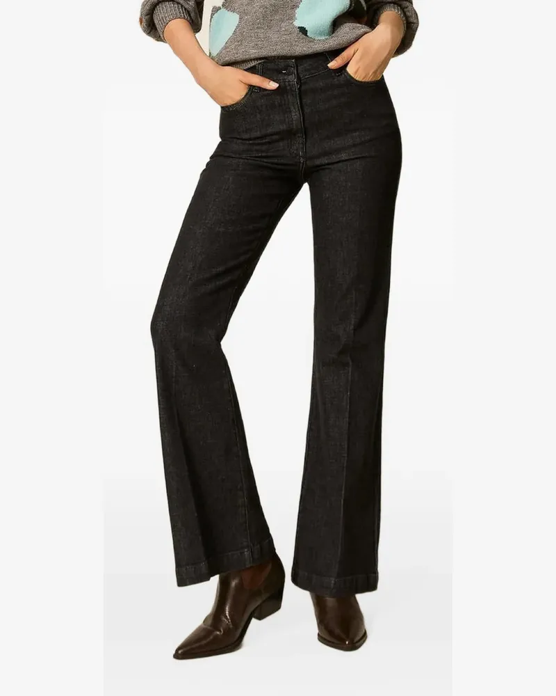Twin-Set Ausgestellte Five-Pocket-Jeans - Schwarz Schwarz