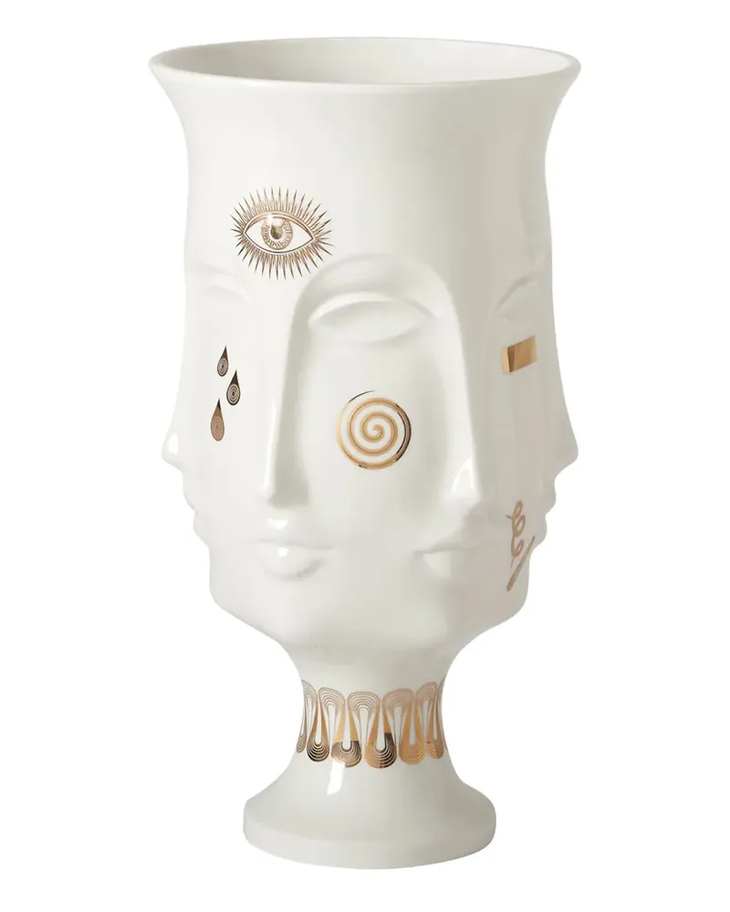 Jonathan Adler Vase mit Gesicht-Motiv 39cm - Weiß Weiß