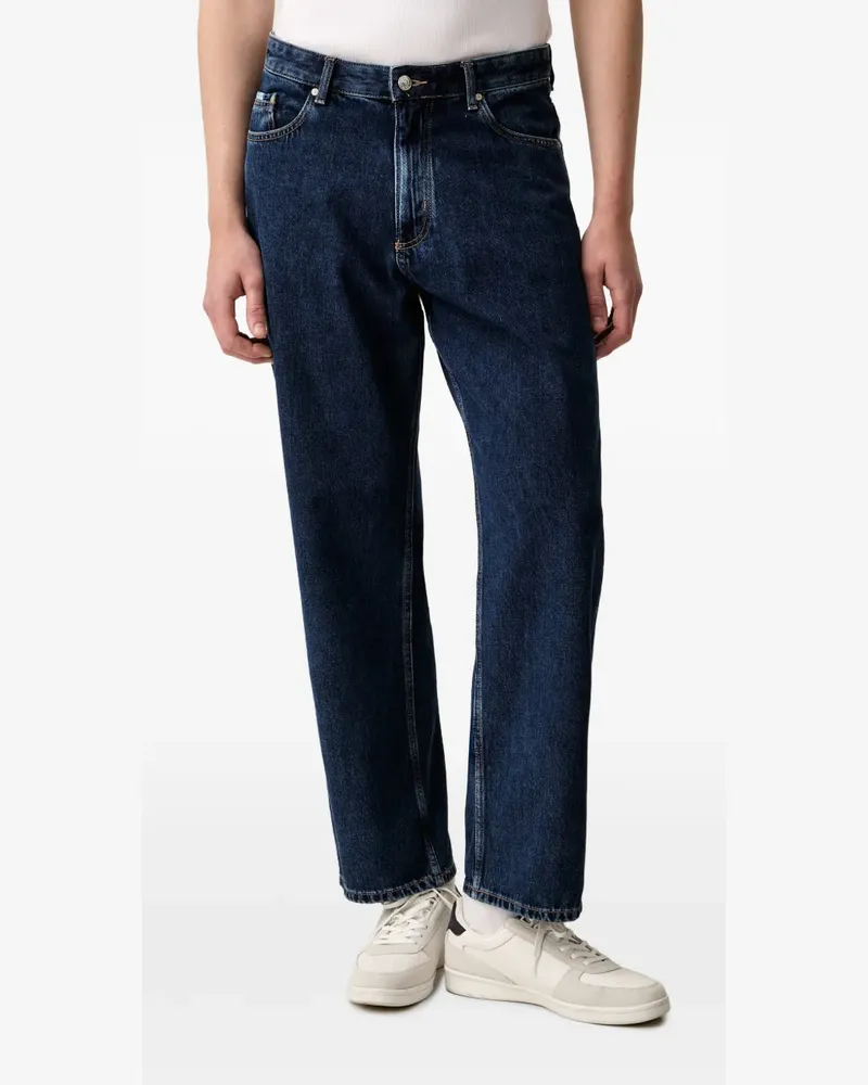 Marc O'Polo Gerade Jeans mit Logo-Patch - Blau Blau