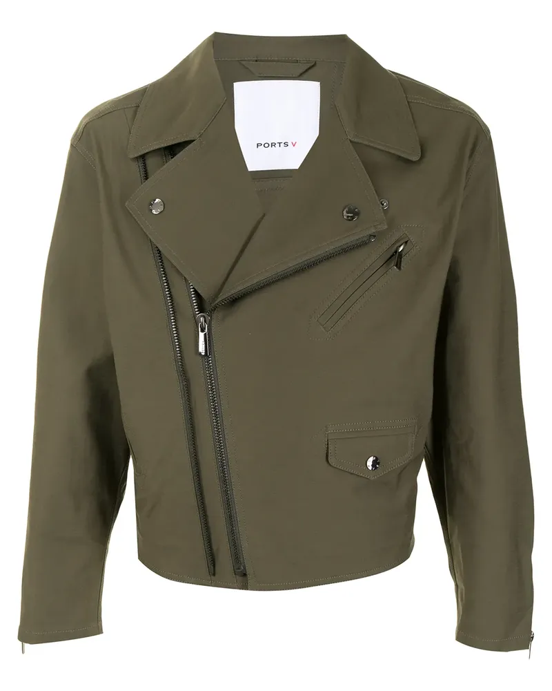 Ports V Bikerjacke mit breitem Revers - Grün Grün