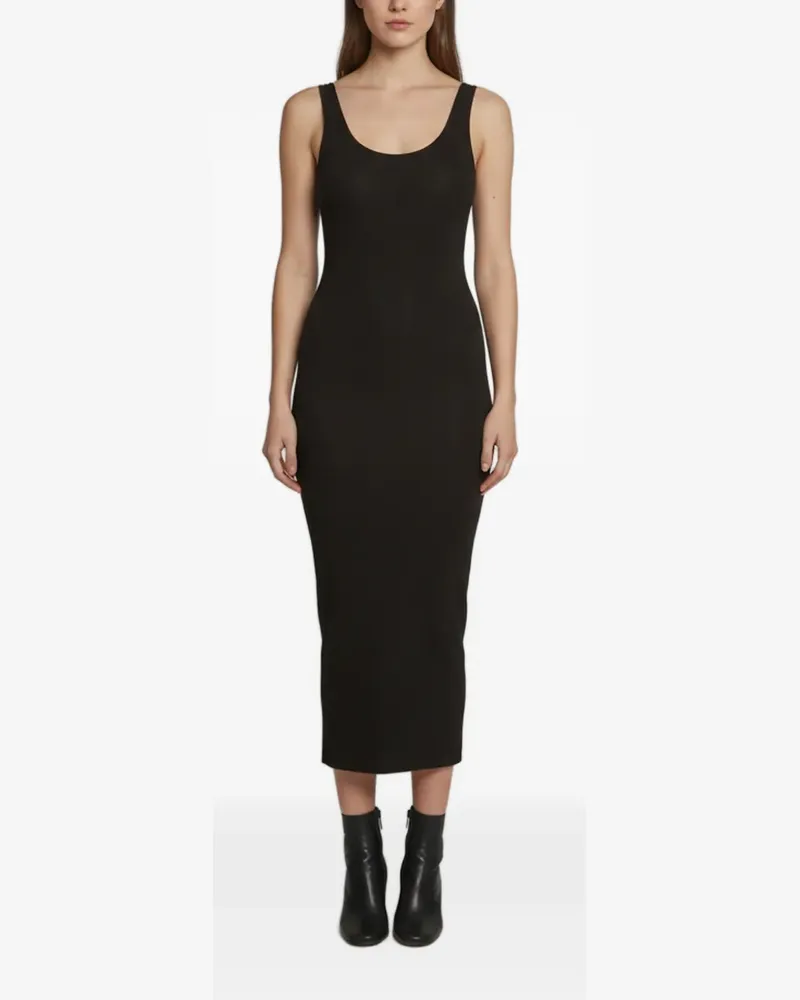 Enza Costa rib-knit scoop-neck midi dress - Schwarz Schwarz