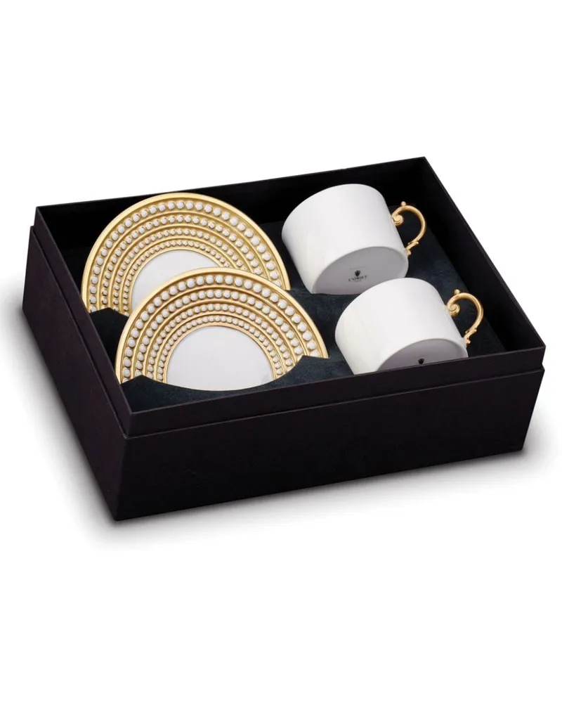 L’OBJET Zweiteiliges Perlée Teeservice - Weiß Weiß