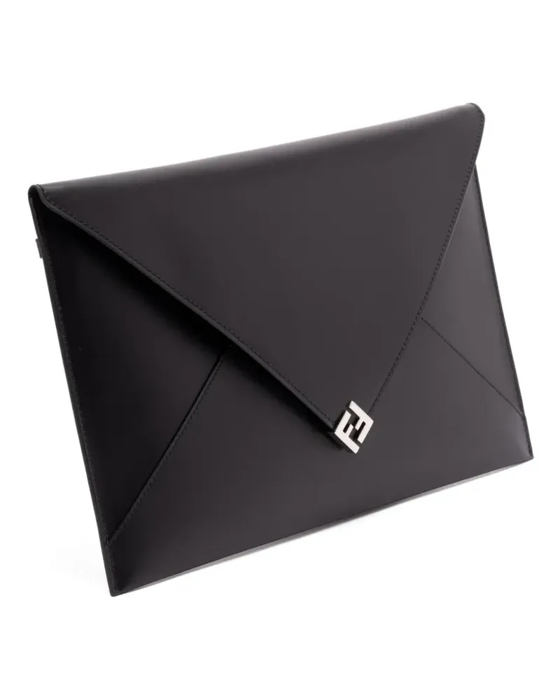 Fendi Große Clutch mit FF-Druckknopf - Schwarz Schwarz