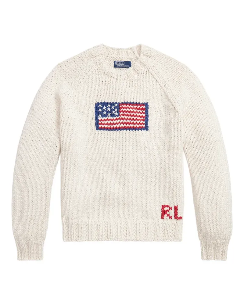 Ralph Lauren flag-intarsia chunky-knit sweater - Nude Nude