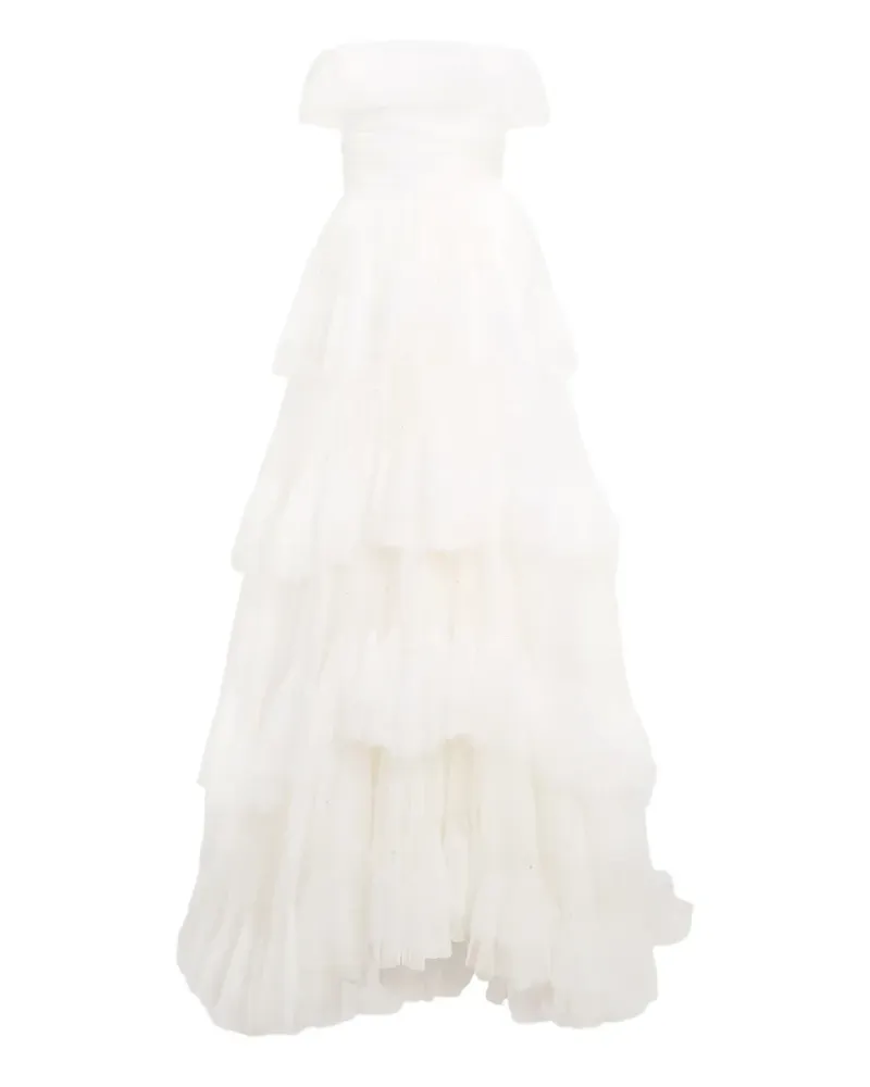 Jenny Packham Gestuftes Angel Falls Maxikleid - Weiß Weiß