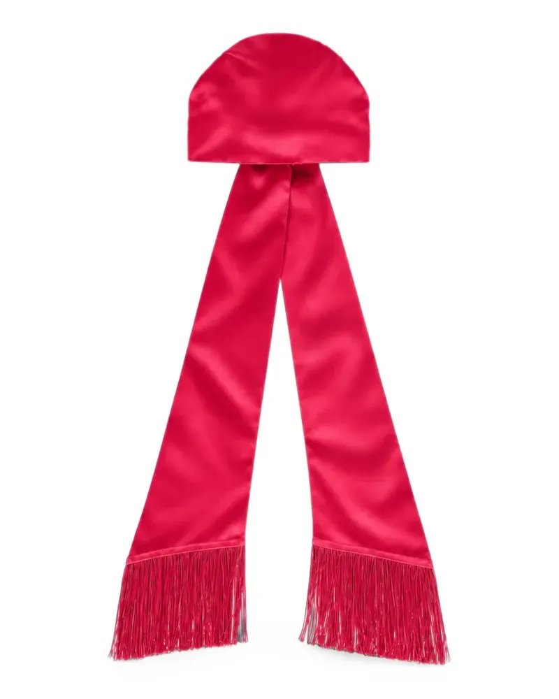 Rowen Rose fringe-trimmed satin hair scarf - Rot Rot