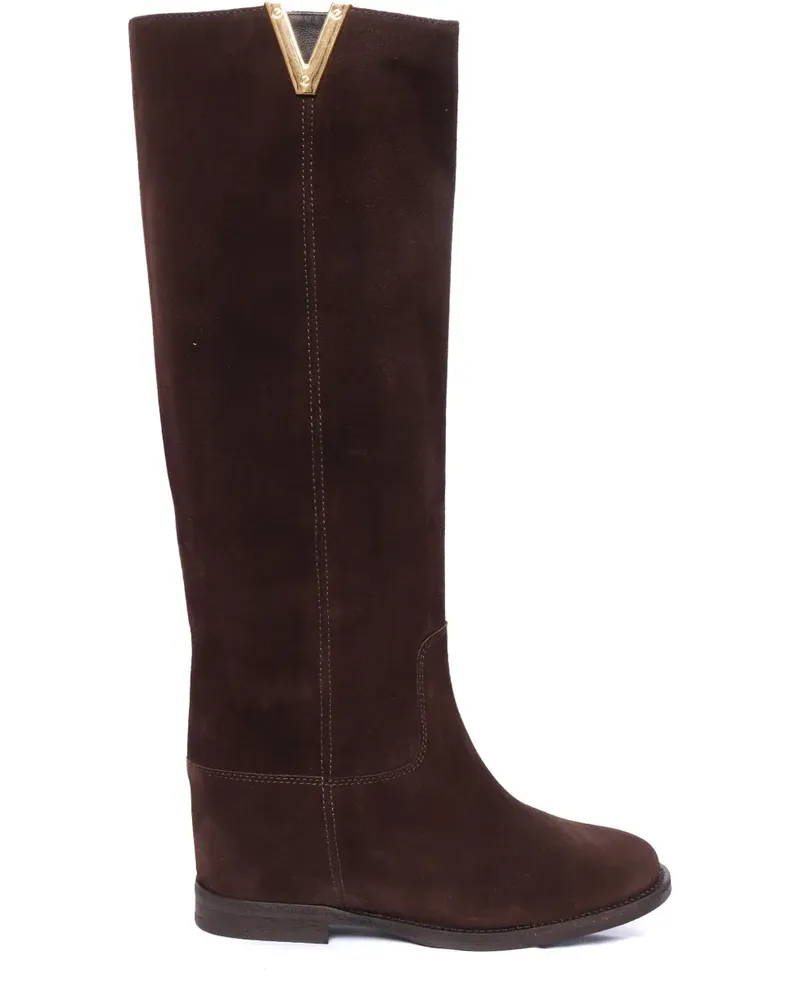 Via Roma 15 Wildlederstiefel mit V-Detail - Braun Braun