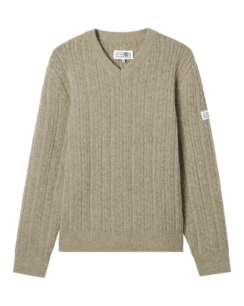 Maison Margiela V-neck cable-knit sweater - Nude Nude